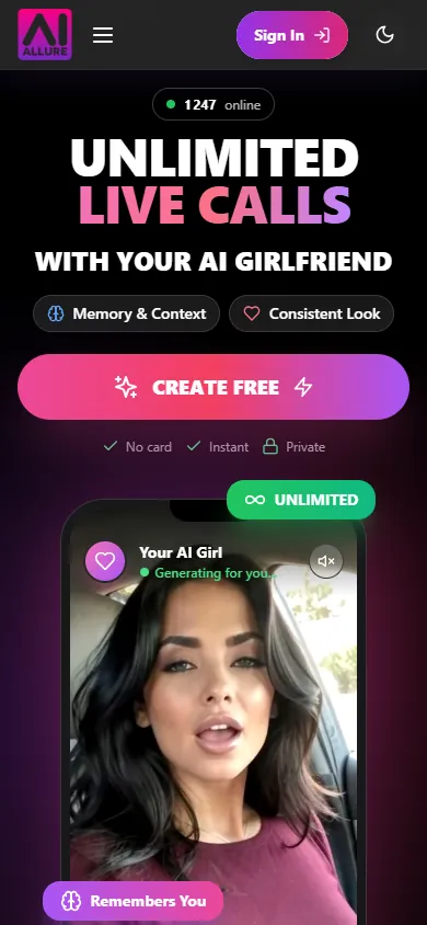Mobile Ansicht der AI Allure Startseite